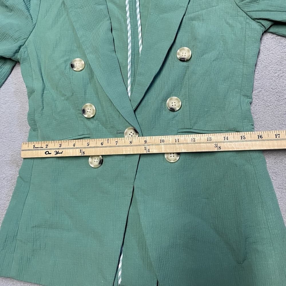 Veronica Beard Emsley Jacket Size 2 Agate Green Blazer Linen Blend Textured - Picture 10 of 11